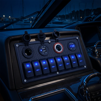 Panel Multifungsi Saklar Toggle On/Off Tahan Air 8 Port untuk Kapal Laut dengan Voltmeter Digital dan Soket Pengisi Daya Mobil USB