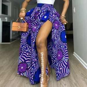 Wax African Maxi Skirt Mixed Print Elegant 100% Cotton Women African Clothing Skirts Fashionable