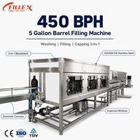 Ligne complète de mise en bouteille automatique 450 BPH pour le lavage, le remplissage et le bouchage de bouteilles d'eau de 5 gallons