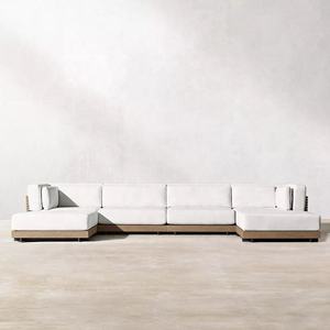 Muebles Modulares de Esquina de Teca Modernos para Exteriores, Juego de Sofás Seccionales de Lujo para Patio y Jardín - Product Image 3