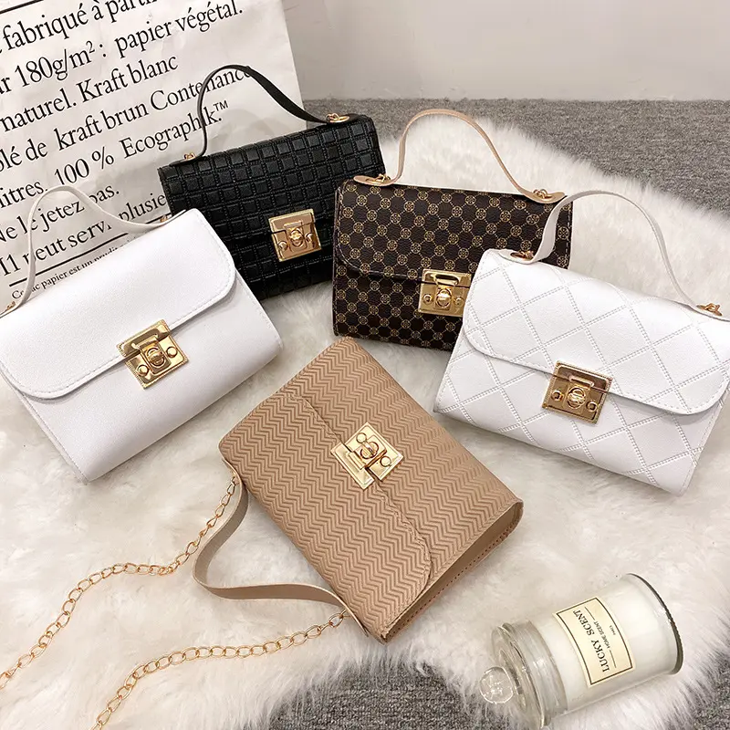 Sacs à main pour dames Fashion Cheap Pu Leather Women's Chain Crossbody Bag 2024 Simple and Fashionable Small Square Bag