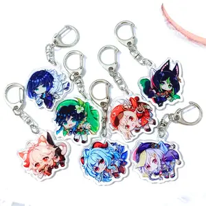 28 Styles Genshin Impact Keychain Game Figure Scaramouche Kaedehara Double Sided Acrylic Pendant Jewelry Key Chain Fan Gift