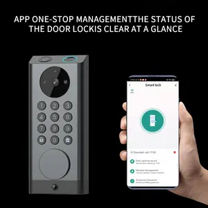 Security 3-in-1 Camera Doorbell Fingerprint Keyless Entry WiFi App Remote Control Door Lock Video Smart Lock