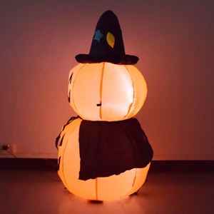 Calabaza de Halloween inflable iluminada con sombrero para decoración de vacaciones al aire libre de 4 pies al por mayor - Product Image 4