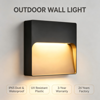 Lampe d'escalier LED 6W étanche IP65 anti-corrosion pour extérieur, murale, en polycarbonate, pour projets de vente en gros
