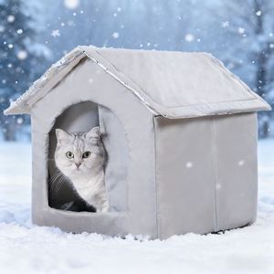 Cama de Lujo Ecológica para Mascotas, Cueva para Perros y Gatos, Resistente al Agua, con Capa de Aluminio y Tela Oxford, Desmontable y Lavable, para Todo Tipo de Clima - Product Image 6