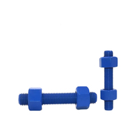 ASTM A193 B7 PTFE Fluoropolymer Coated Stud Bolt & Nut Set, Blue Anti-Corrosion Threaded Rod, OEM Custom High Strength