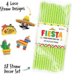 Juego de 28 Pajitas de Papel para Fiesta, Decoraciones para el Cinco de Mayo, Artículos de Mesa con Temática Mexicana para Fiesta - Product Image 2