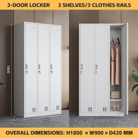 Casier en acier à 3 portes pour le personnel Vêtements de travail Armoire de gymnastique Armoire de classement en métal avec trous respirants