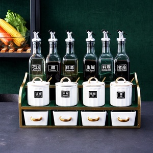 Estante de Almacenamiento de Especias para Cocina Estilo Europeo, Recipiente de Cerámica para Condimentos, Botella de Vidrio para Aceite y Vinagre, Tarro para Esencia de <span class=keywords><strong>Pollo</strong></span> Salado - Product Image 5