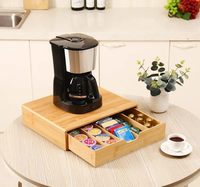 Organizador de Escritorio de Bambú Natural con Cajón, Caja de Almacenamiento para Manualidades, Bandeja para Papel y Suministros de Oficina