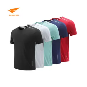 アクティブウェアサッカーポリエステルスパンデックスクイックドライスポーツフィットネスプロフェッショナルジムスポーツウェアトップランニングメンズTシャツ