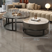 Table basse en dalle de roche minimaliste nordique, durable, moderne, salon, table à thé, circulaire, simple, combinaison nordique