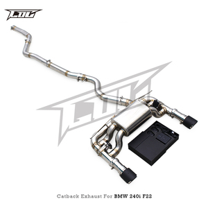 Échappement arrière Boska sur mesure à montage direct pour BMW 240i F22 3.0T 2019-2024, silencieux en acier inoxydable poli de 1,5 mm d'épaisseur avec valve - Product Image 2