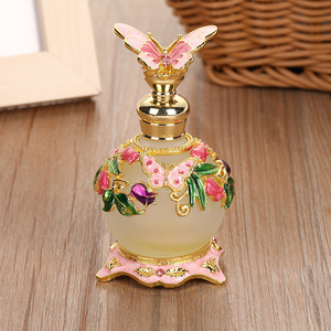 Flacon d'huile essentielle en émail rose papillon 25ML, flacon de parfum à relief tridimensionnel à la mode, sous-flacon - Product Image 4