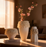 Vase en céramique blanc de conception spéciale imprimé en 3D pour la décoration du salon