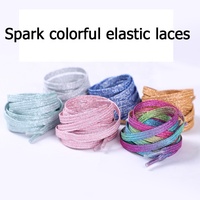 Lacets de chaussures plats élastiques multicolores sans nœuds, lacets de chaussures de sport scintillants, lacets de baskets