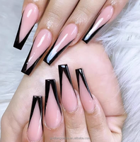 Vente en gros directe d'usine, ongles press-on en forme de ballerine, faits à la main, logo personnalisé