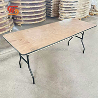 Tables rondes pliantes en bois pour événements, mariages, dîners en plein air, fêtes, vente en gros SMS