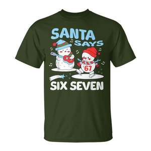 Camiseta navideña con meme de Navidad de Santa Says Six Seven - Product Image 1