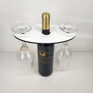 Portabicchieri in legno MDF ovale sublimazione vino Caddy portabicchieri in legno bianco - Product Image 1