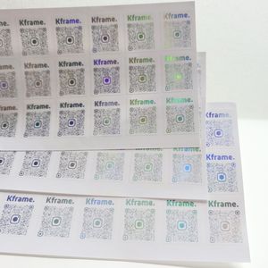 Petit MOQ, autocollants personnalisés imperméables et transparents avec <span class=keywords><strong>code</strong></span> QR, autocollants holographiques argentés transparents au laser, étiquettes d'emballage - Product Image 4