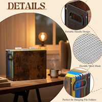 Organizador de Archivos Colgante de Metal y Madera, Caja de Gran Capacidad para Documentos, Contenedor para Clasificar Documentos de Negocios, para Sala de Estudio