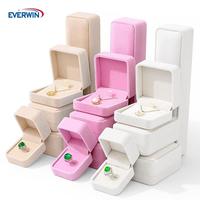 EVERWIN Vente en gros Usine Personnalisée LOGO Couleur Taille Collier Bague Boîtes de Haute Qualité Boîtes à Bijoux Rangement en Velours Rose Blanc