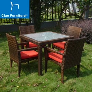 Phật sơn nhà hàng ngoài trời sân thượng đồ nội thất <span class=keywords><strong>PE</strong></span> mây <span class=keywords><strong>wicker</strong></span> 5 miếng vườn bàn ăn và Ghế bộ - Product Image 5