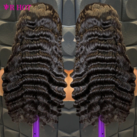 Perruque frontale complète HD en cheveux humains naturels vierges indiens bruts, densité 200%, avec dentelle transparente, vente en gros