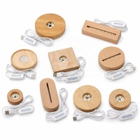 Support en bois avec logo gravé, forme 3D, abat-jour imprimé, lampe de chevet créative décorative, lumière d'ambiance LED, lampe de table, base de lampe d'appoint