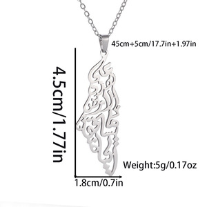 Calligrafia araba scritta corano collana in acciaio inox palestino mappa con <span class=keywords><strong>Allah</strong></span> placcato oro 18K gioielli alla moda - Product Image 6