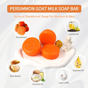 Premium Fruit <strong>Scent</strong> Persimmon Goat Milk Soap <strong>Bar</strong> Round Handmade Deep Cleansing in Bath Deodorizing Controls Body Odor - Product Image 4