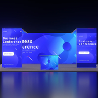 Système de stand d'exposition modulaire autoportant double face avec éclairage LED et caisson lumineux en tissu