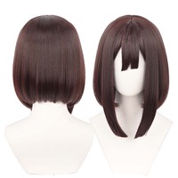 Perruque synthétique courte brune résistante à la chaleur pour femme, style cirque, pour fête d'Halloween DONG-008