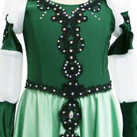 R0015 Haute Couture Robe longue à manches longues dégradé vert Vêtements de danse Tenue de performance Femme