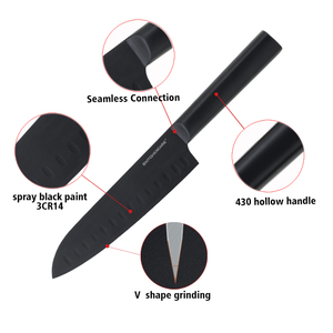Juego de 2 Cuchillos de Cocina Profesionales Negros Santoku KITCHENCARE, Venta al por Mayor - Product Image 2