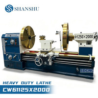Tour horizontal conventionnel robuste CW61125, portée de coupe 1250 mm, entre centres 2000 mm, largeur de guidage 755 mm, contrepoinçon, mandrin, CE ISO