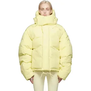 Wholesale OEM solid color casual loose warm windproof standing collar women's down jacket with duck down for autumn winter