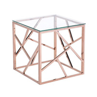 Table basse de conception contemporaine de cadre d'acier inoxydable d'or de dessus en verre transparent pour des meubles de salon ou la décoration à la maison