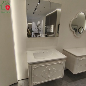 French-style white bathroom <b>cabinet</b> glass storage mirror <b>cabinet</b> white countertop sink <b>wall</b>-<b>mounted</b> <b>cabinet</b> body - Product Image 3