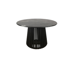 Table à manger élégante et moderne Plateau en marbre noir Base en bois d'acacia noir massif Traditionnelle combinant la durabilité du luxe pour les hôtels - Product Image 5