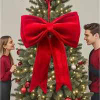 Grand nœud de Noël en velours, rouge, rose, violet, long nœud décoratif, ornement pour porte d'entrée, décorations de Noël pour la maison