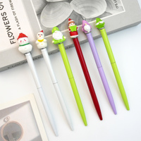 Lot en gros de stylos à bille métalliques 3D en forme de bonhomme de neige avec capuchon, corps fin, logo personnalisé, ensemble de cadeaux pour fête de Noël