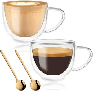 <b>Double</b> <b>Wall</b> Glass Coffee <b>Mugs</b> Heat Insulation Water Cup Crystal Clear Glass Coffee Cups for Tea Beverage Hot/Cold Good Gifts - Product Image 2