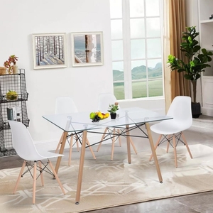 Échantillon gratuit de chaises, meubles ronds en verre et en bois, <span class=keywords><strong>table</strong></span> de salle à manger en <span class=keywords><strong>plexiglas</strong></span> moderne - Product Image 3
