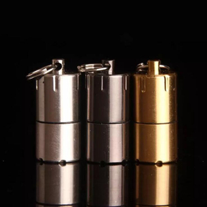 Wholesale Mini Fire Starter Flint Lighter Keychain Kerosene Oil Lighter Key Chain for Camping