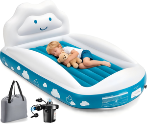 Cloud Shaped <b>Inflatable</b> <b>Toddler</b> Travel <b>Bed</b> with Safety Bumpers for Kids Home Camping Hotel - Product Image 1