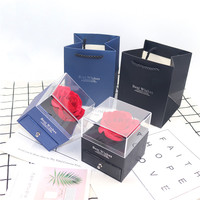 Boîte Cadeau en Papier pour Collier Fleur Élégant OEM, Embossage Personnalisé, Taille Personnalisée Acceptée - Boîte à Bijoux Rose Éternelle pour la Fête des Mères
