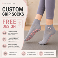 Chaussettes de yoga en coton avec logo personnalisé, absorbant la transpiration, antidérapantes, avec grip, design personnalisé, chaussettes antidérapantes pour le fitness, le yoga, le ballet
